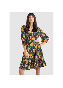 Khujo Blusenkleid &raquo;Kleid SAVORY&laquo;, im Slim Fit mit Volantsaum bunt L Normalgr&ouml;&szlig;en blau-mehrfarbig-gemustert Slim Fit