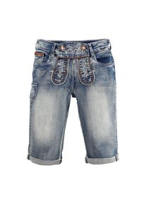 Marjo Trachtenbermudas, Damen, im Lederhosen-Style blau 38 N-Gr Trachtenbermuda im Used-Look