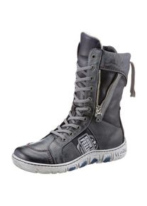 Kacper Winterstiefel, mit Zier-Rei&szlig;verschluss blau 36 dunkelblau-grau-used Schn&uuml;rstiefel mit Innenrei&szlig;verschluss und modischem Druck