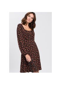 Boysen's BOYSEN'S Jerseykleid, mit eckigem Ausschnitt schwarz 48 N-Gr schwarz, braun(Kleid aus nachhaltigem Material) Sch&ouml;nes Druckkleid im Empirestil