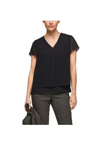 s.Oliver BLACK LABEL Kurzarmbluse, in flie&szlig;ender Lagen-Optik schwarz 40 Chiffon-Bluse im Lagen Look von s.Oliver BLACK LABEL