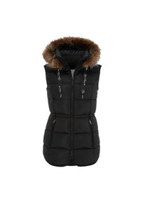 Kangaroos Steppweste, mit abnehmbarer Kapuze und flauschigem Fellimitat schwarz 48 Hochwertige Weste mit weichem Fellimitat von Kangaroos