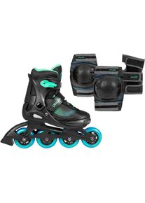 Playlife Inlineskates &raquo;Joker&laquo;, (Set), mit Schutz Set bestehend aus Knie-, Ellenbogen-, Handgelenksch&uuml;tzern blau