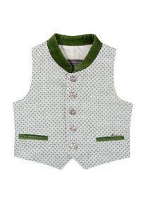 Turi Landhaus Trachtenweste, Kinder, mit allover Muster gr&uuml;n 74 Stehkragen