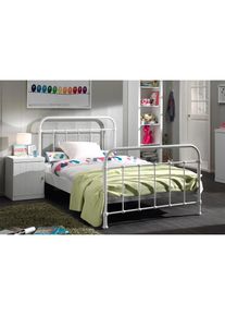 Vipack Kinderbett, Metallbett, Jugendbett, Einzelbett mit Lattenrost wei&szlig;