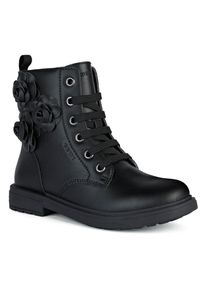 Geox Schn&uuml;rstiefel &raquo;J ECLAIR GIRL&laquo;, mit Bl&uuml;tenapplikation schwarz 26 Stiefel mit praktischem Innenrei&szlig;verschluss