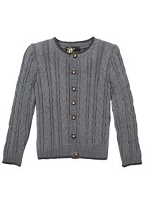 Turi Landhaus Trachtenstrickjacke, Kinder, mit Zopfmuster grau 122 Trachtenstrickjacke