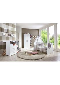BMG M&Ouml;BEL Babyzimmer-Komplettset &raquo;Luis&laquo;, (Set, 4 St., Babybett, Wickelkommode, Wandboard, Kleiderschrank), Bett + Wickelkommode + 2-trg. Schrank +...