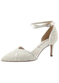 Tamaris Spangenpumps, in Makramee-Optik wei&szlig; 40 creme Gelenkoffener Pumps in spitzer Form