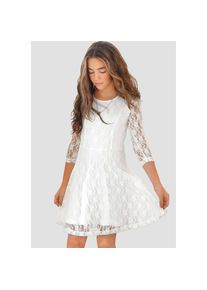 Kidsworld Spitzenkleid, mit 3/4 &Auml;rmeln beige 152/158 N-Gr natur Kidsworld Spitzenkleid f&uuml;r M&auml;dchen