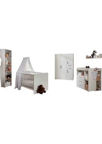 BMG M&Ouml;BEL Babyzimmer-Komplettset &raquo;Lea&laquo;, (Set, 7 St., Bett, Wickelkommode, Schrank, Standregal, Unterstellregal, Wandboard), Bett + Wickelkommode +...