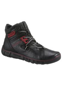 Kacper Schn&uuml;rstiefel, mit Warmfutter schwarz 41 schwarz-rot Winterstiefel mit Schn&uuml;rung und Rei&szlig;verschluss