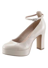 Tamaris Spangenpumps, mit Fesselriemchen wei&szlig; 41 hellbeige-gl&auml;nzend Auff&auml;lliger Pumps im gl&auml;nzenden Look