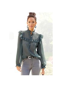 Lascana Chiffonbluse, mit P&uuml;nktchenprint blau 36 petrol-gepunktet Gepunktete Bluse mit Volants