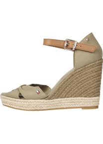 Tommy Hilfiger High-Heel-Sandalette &raquo;BASIC OPENED TOE HIGH WEDGE&laquo;, mit dezenter Flagstickerei gr&uuml;n 38 khaki Sandalette mit verstellbarem Riemchen