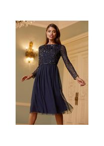 Lipsy Cocktailkleid, mit Pailetten blau 40 N-Gr marine Feminines Cocktailkleid mit aufwendigem Spitzenoberteil von Lipsy