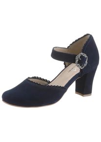 Hirschkogel Pumps, Damen, mit Metallschnalle blau 37 dunkelblau Trachtenschuh mit Riemchen und dekorativer Metallschnalle