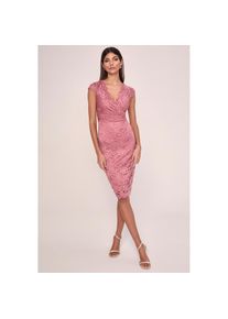 Lipsy Cocktailkleid, aus Spitze rosa 36 N-Gr Feminines Spitzenkleid mit Oberteil in Wickeloptik von Lipsy