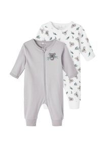 name it Schlafoverall &raquo;NBNNIGHTSUIT 2P ZIP SILVER KOALA&laquo; grau 56 N-Gr Silver Sconce 2er Pack Schlafanz&uuml;ge von name it