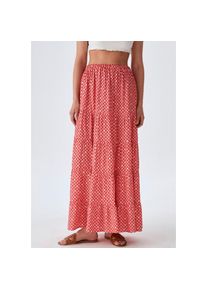 LTB Maxirock &raquo;LEGEDE&laquo;, aus flie&szlig;ender Viskose orange XL (42) aura orange Stufenrock mit Alloverprint ""LEGEDE"" von LTB