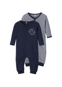 name it Schlafoverall &raquo;NBNNIGHTSUIT 2P ZIP Y/D CORE&laquo; blau 50 N-Gr marine-marine geringelt 2er Pack Schlafoveralls von name it f&uuml;r Jungen
