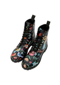 DOGO Stiefel &raquo;Flower & Birds BLACK&laquo;, Vegan schwarz 38 Handgefertigt