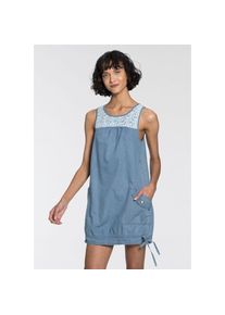 Kangaroos Ballonkleid, mit s&uuml;ssem Spitzeneinsatz und gro&szlig;en Eingrifftaschen blau 46 N-Gr lightblue-denim &Auml;rmelloses Strand-Kleid mit feinen...