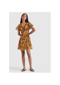 Khujo Chiffonkleid &raquo;Kleid VARVARA&laquo;, aus Chiffon mit Fl&uuml;gel&auml;rmeln braun M Normalgr&ouml;&szlig;en caramel-gemustert Regular Fit