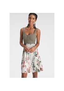 Melrose Sommerkleid, mit Rei&szlig;verschluss-Detail bunt 40 N-Gr khaki-rosa-gebl&uuml;mt S&uuml;&szlig;es Jerseykleid von Melrose