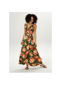 Aniston SELECTED Wickelkleid, mit Volants - NEUE KOLLEKTION bunt 36 N-Gr dunkelgr&uuml;n-rot-apricot-rosa Damenkleid mit allover Blumendruck