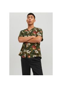 Jack & Jones JACK & JONES Kurzarmhemd &raquo;JJEJEFF RESORT FLORAL SHIRT SS SN&laquo; gr&uuml;n XS N-Gr Olive Night Leichtes und luftiges Hemd f&uuml;r das Sommer-Outfit
