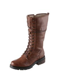 Mustang Shoes Winterstiefel, mit variablen XS-Schaft braun 36 cognac Mit Schn&uuml;rung und Rei&szlig;verschluss
