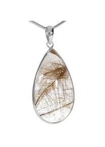 Adelia&acute;s ADELIA&acute;S Kettenanh&auml;nger &raquo;Rultilquarz 925 Silber Edelstein Anh&auml;nger&laquo;, Steinschmuck ist Naturschmuck braun Ma&szlig;e : 48 / 22 mm