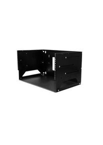 StarTech.com Offenes 2-Pfosten-Rack mit integriertem Regal, 4U, Stahl, 34kg, Schwarz - WALLSHELF4U