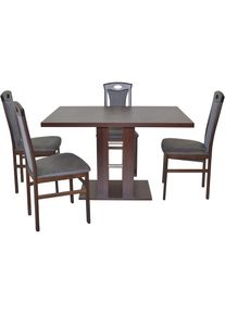 Hofmann Living And More, HOFMANN LIVING AND MORE Essgruppe &raquo;5tlg. Tischgruppe&laquo; Spar-Set, 5tlg. Tischgruppe, 5 Stk. tlg. St&uuml;hle montiert, nussbaum, 