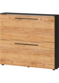 Germania, Germania Schuhschrank &raquo;GW-Utah Schuhschrank in 2 Breiten, mit 2 oder 3 Klappen,&laquo; stehend und h&auml;ngend montierbar, graphit, navarra, eiche, 