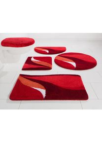 my home, my home Badematte &raquo;Magnus, Badvorleger, Badezimmer Teppich&laquo; mehrfarbig, Badteppich, Badematten auch als 2 teiliges Set & rund, rot, Polyacryl