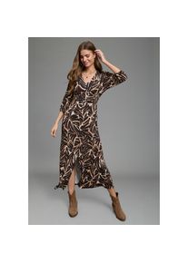 Laura Scott, Unisex, Maxikleid mit Zierknopfleiste und Alloverprint in angesagten Naturt&ouml;nen, braun, gemustert, 44, N-Gr, Maxikleid von Laura Scott