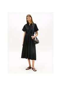Tommy Hilfiger, Unisex, A-Linien-Kleid &raquo;SMOCKED CO MIDI S/S DRESS&laquo;, schwarz, 44, N-Gr, A-Linien-Kleid von Tommy Hilfiger Womanswear