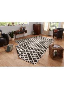 Hanse Home, Hanse Home &raquo;Nizza Wendeteppich&laquo; rechteckig 5 mm H&ouml;he In-& Outdoor, Wetterfest, Balkon, L&auml;ufer, Wohnzimmer, Wasserfest, schwarz, creme, 