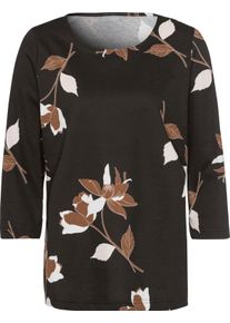 Damen Print-Shirt mit 3/4-&Auml;rmeln schwarz-bedruckt