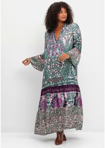 sheego loves miss goodlife Witt Damen Maxikleid im Mustermix, mit Volants, lila-bedruckt, Gr&ouml;&szlig;e 42, 100% Viskose