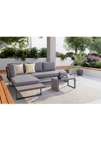 Ambia Garden Loungegarnitur , Grau , Metall, Kunststoff, Textil , F&uuml;llung: Schaumstoff,Polyester , 182 cm , Gartenm&ouml;bel, Loungem&ouml;bel, Lounge-Serien