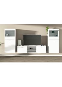 borchardt M&ouml;bel Borchardt M&ouml;bel, borchardt M&ouml;bel Wohnwand &raquo;Scala, moderne Mediawand mit Vitrinen und Lowboard&laquo; Komplett-Set, wei&szlig;, matt, Holzwerkstoff