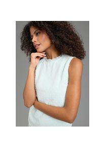 Laura Scott, Unisex, Chiffonbluse mit R&uuml;schen-Applikationen und gepunktetem Chiffon, eisblau, 44, Figurbetontes Blusentop mit femininem Stil