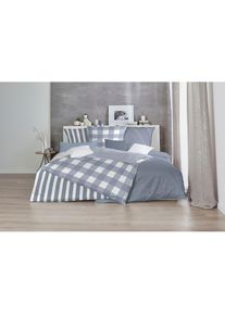 Primera, Wendebettw&auml;sche &raquo;Delf&laquo; 2 Stk. mit Streifen, blau, Perkal, Obermaterial: 100% Baumwolle, 1 Stk.