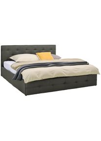 CARRYHOME Polsterbett , Dunkelgrau , Holz, Textil , 180x200 cm , FSC , Schlafzimmer, Bett, Polsterbetten