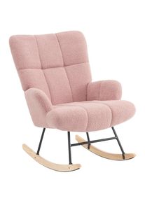 P & B Schaukelstuhl , Rosa , Holz, Metall, Textil , Kautschukholz , massiv, Sperrholz , 67x85x85 cm , Wohnzimmer, Sessel, Schaukelst&uuml;hle