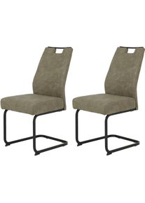 Hela, Hela Freischwinger &raquo;KERTIN&laquo; (Set) 2 Stk.XL Sitzbreite, Griff, Federkorb, 140kg belastbar, vintage schlamm, schwarz, Metall, Polyester, Stoff, B/