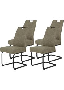 Hela, Hela Freischwinger &raquo;KERTIN&laquo; (Set) 4 Stk.XL Sitzbreite, Griff, Federkorb, 140kg belastbar, vintage schlamm, schwarz, Metall, Polyester, Stoff, B/